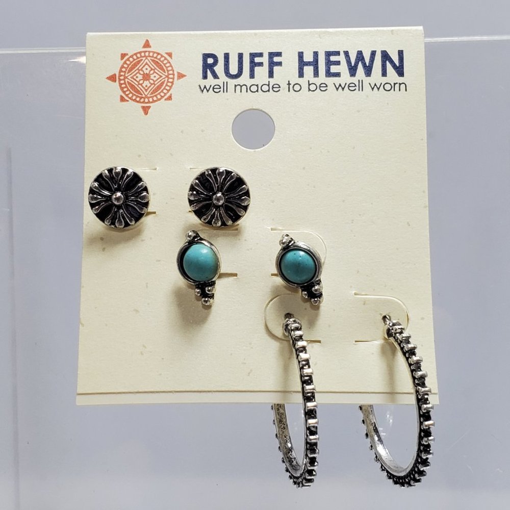 Ruff Hewn trio earrings